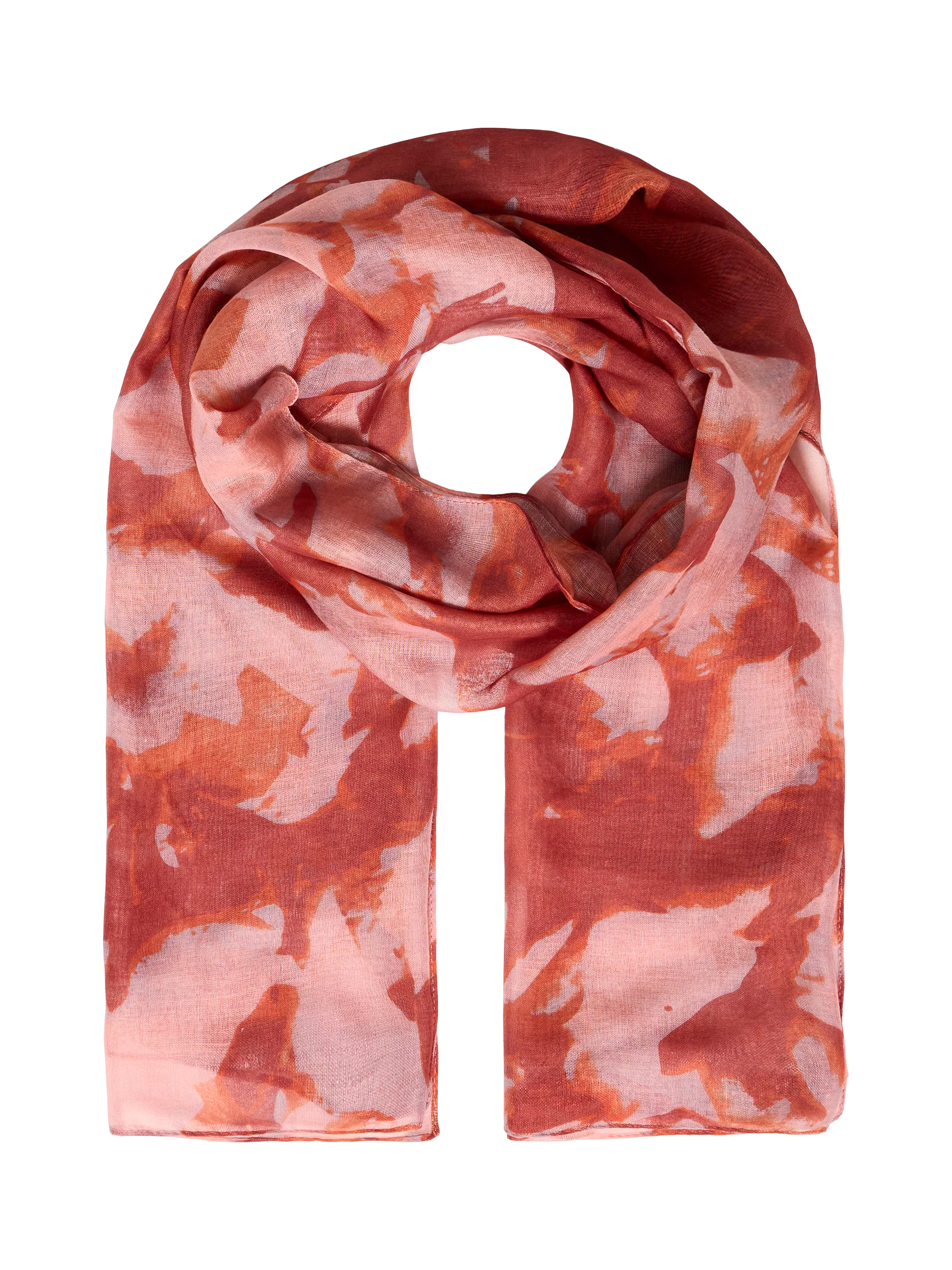 ICHI Anita abstract scarf in burnt ochre (British brand)