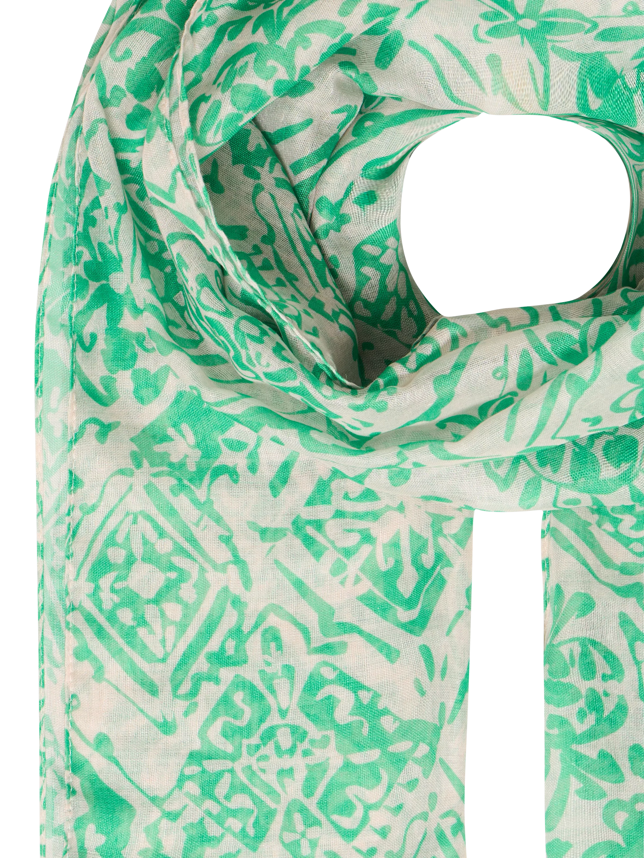 ICHI Ianastacia scarf in Kelly Green with floral pattern, British brand