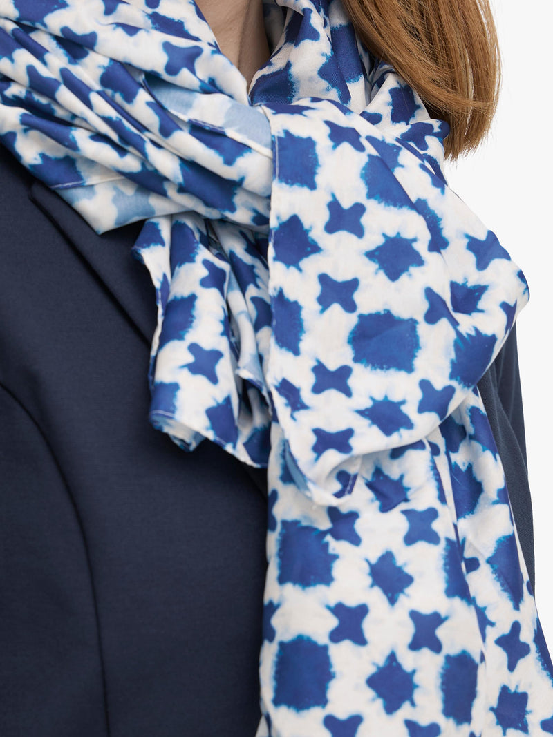 ICHI geometric scarf in Nebulas Blue, imported from the UK