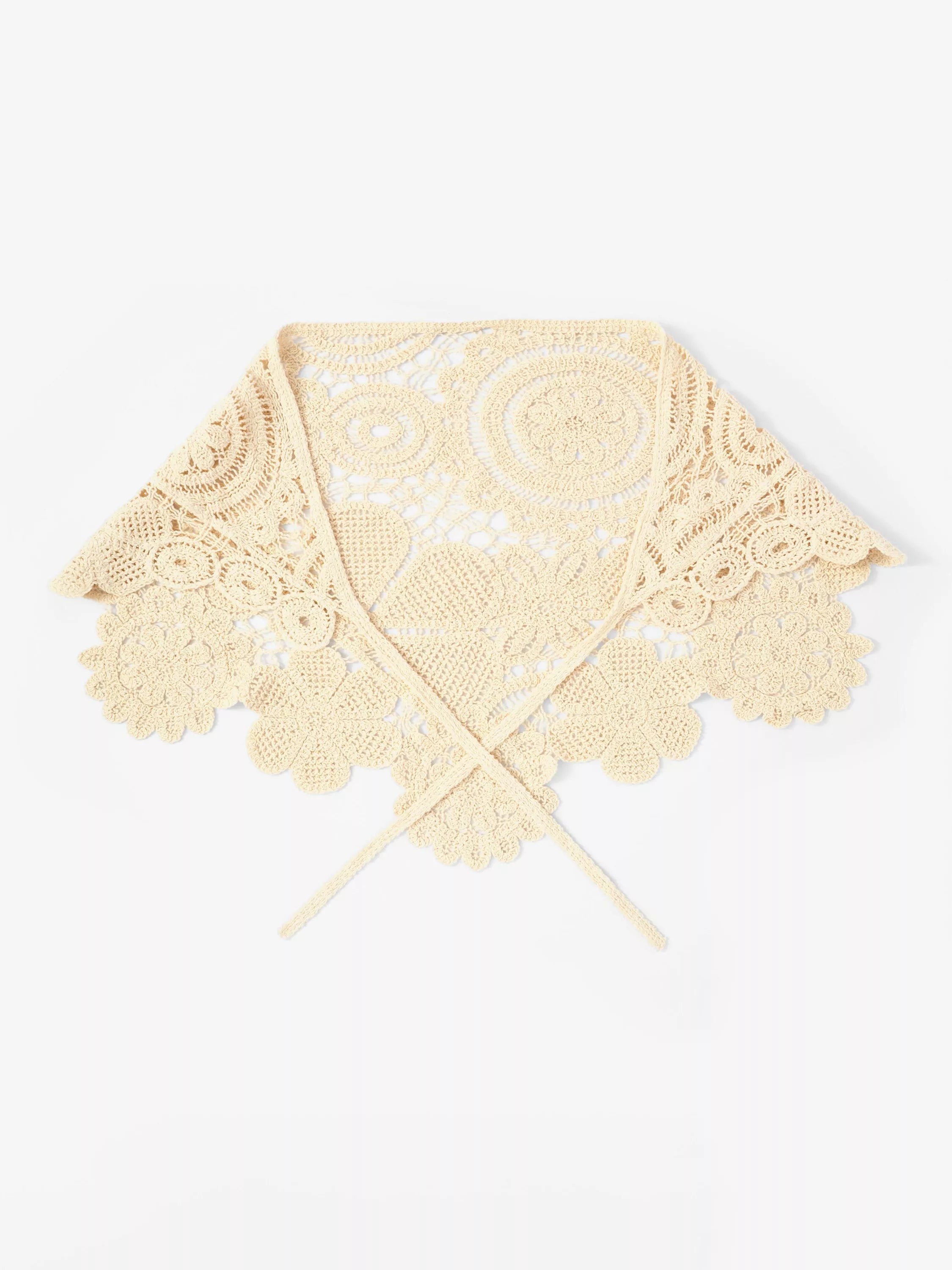 Mint Velvet Crochet Wrap Scarf, Natural Cream