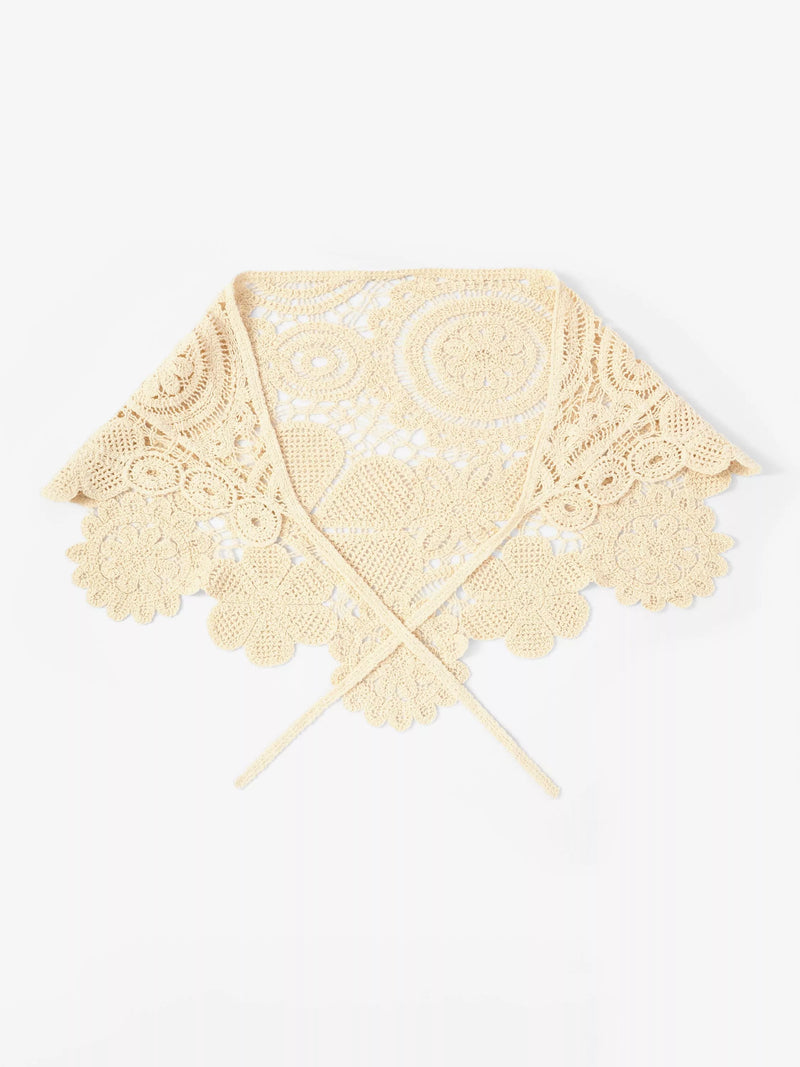 Mint Velvet Crochet Wrap Scarf, Natural Cream