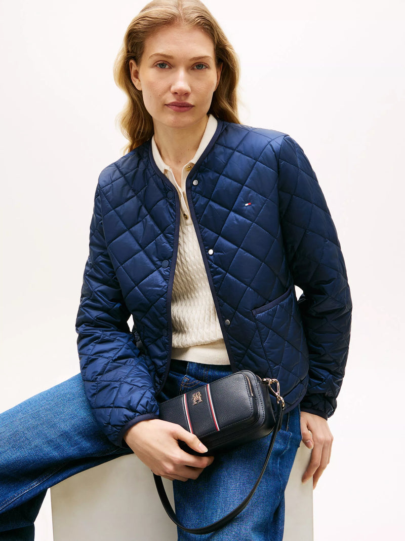 Tommy Hilfiger camera bag blue multi pebble grain, imported from the UK