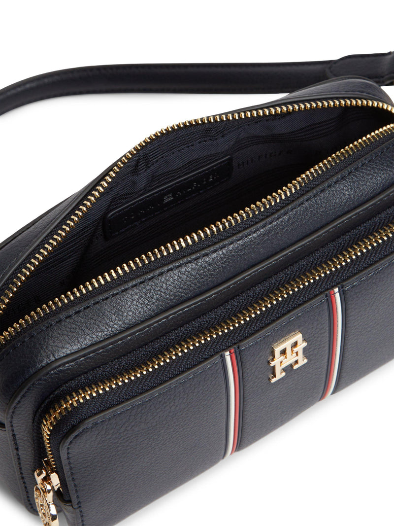 Tommy Hilfiger camera bag blue multi pebble grain, imported from the UK
