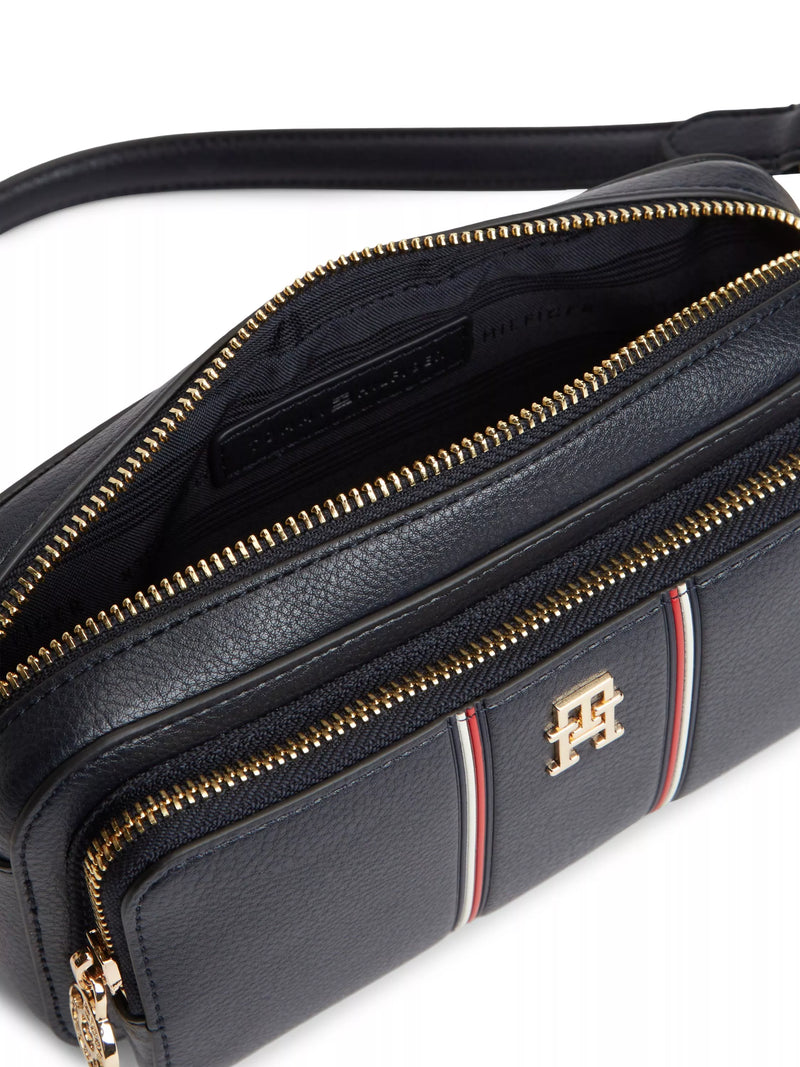 Tommy Hilfiger camera bag blue multi pebble grain, imported from the UK