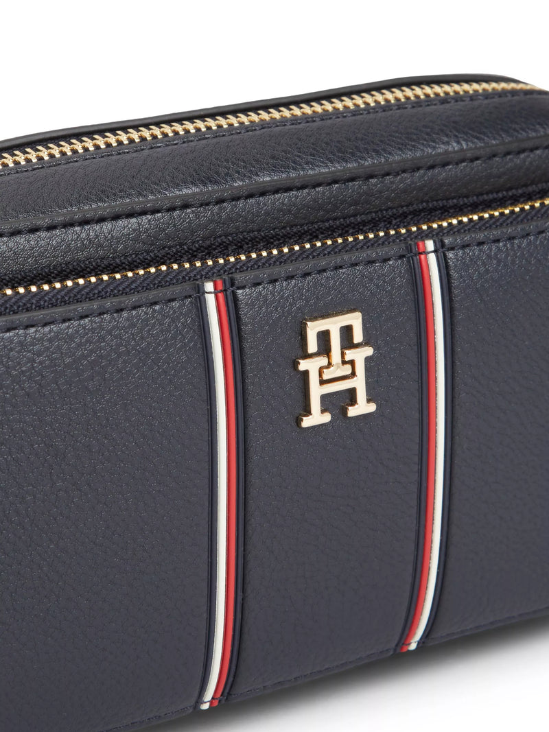 Tommy Hilfiger camera bag blue multi pebble grain, imported from the UK
