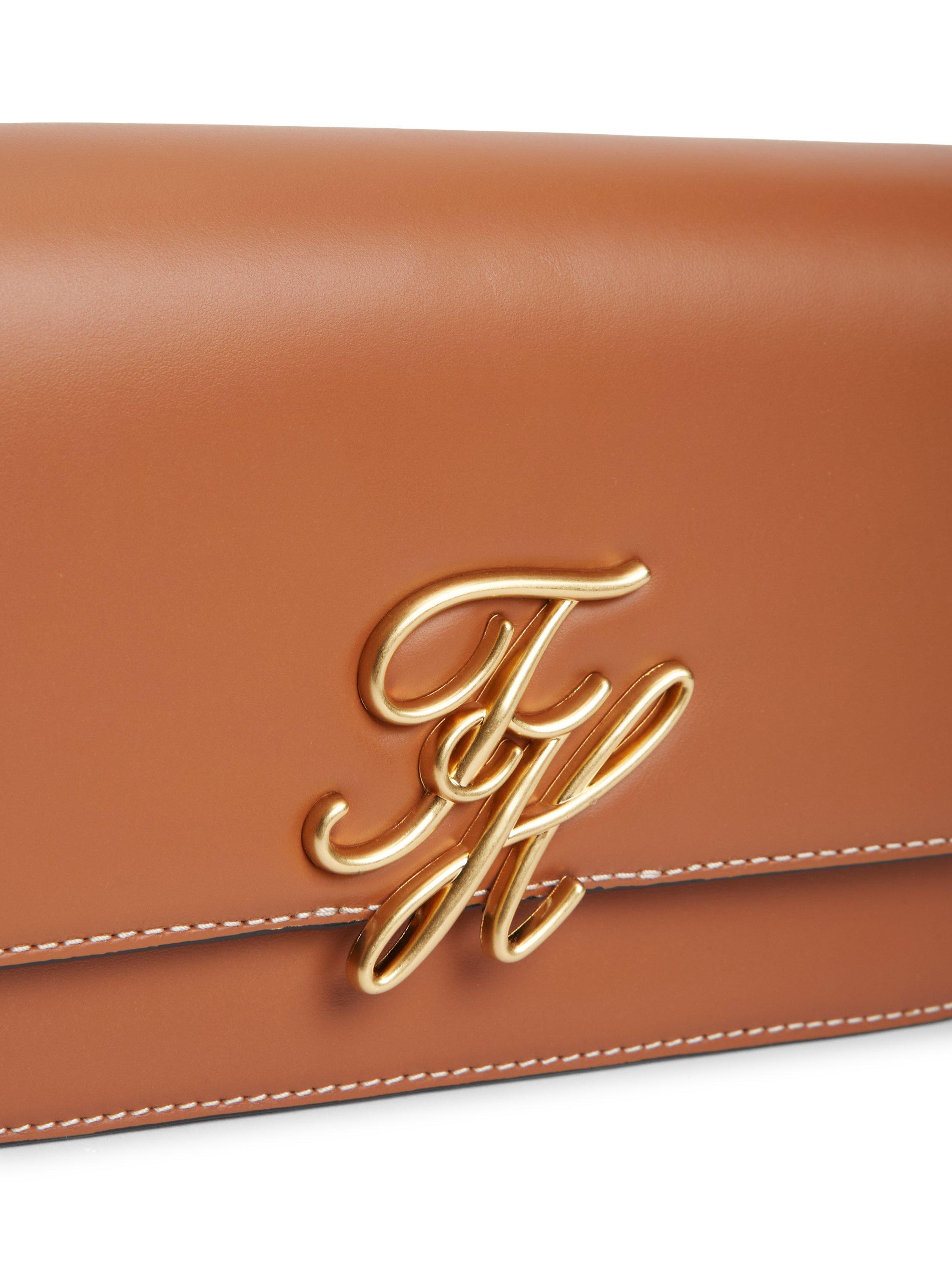 Tommy Hilfiger brown leather crossbody bag, imported from the UK