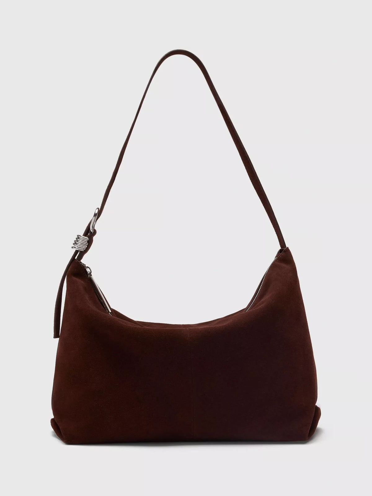 Whistles Ring Detail Pure Suede Shoulder Bag, Chocolate