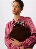 Whistles suede shoulder bag chocolate, imported from the UK