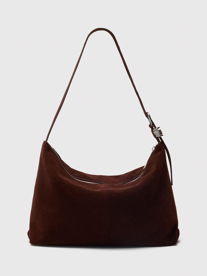 Whistles suede shoulder bag chocolate, imported from the UK