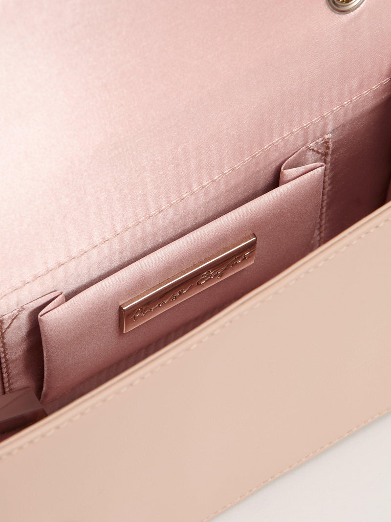 Phase Eight pure leather clutch bag neutral imported from the UK