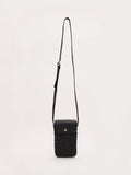 Phase Eight straw crossbody phone bag black, imported from the UK