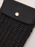 Phase Eight straw crossbody phone bag black, imported from the UK