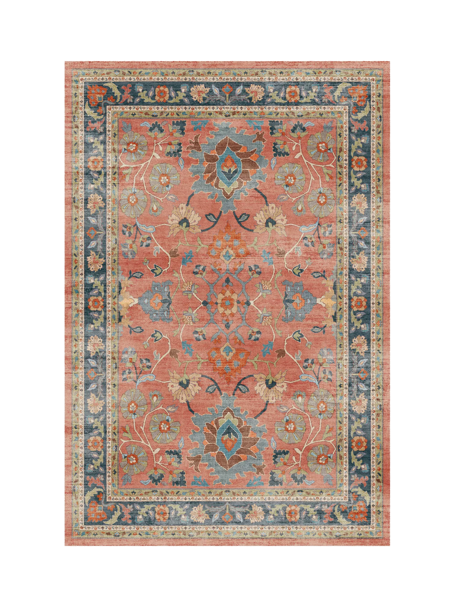 Ruggable Calabria Rug, Coral/Multi, Round L185 x W185cm