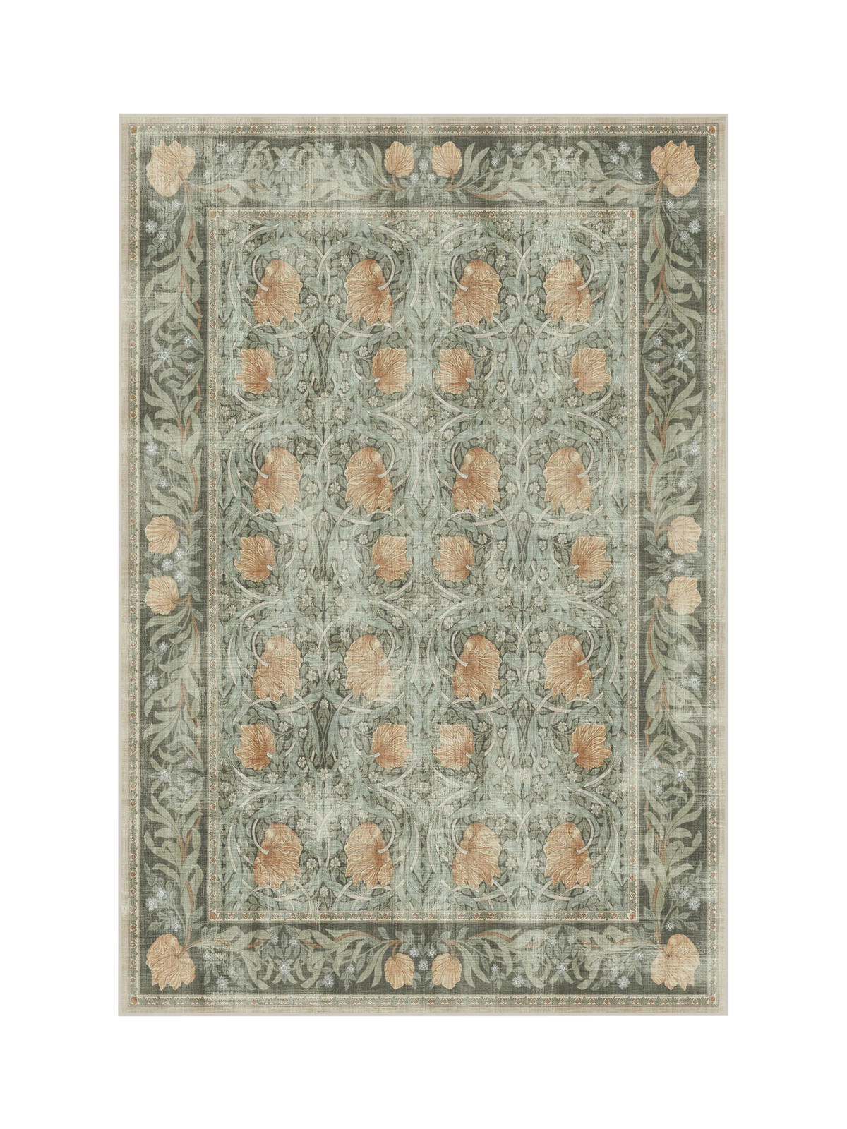Ruggable x Morris & Co. Pimpernel Rug, Jade, L90 x W60cm