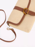 Boden raffia clutch bag brown multi, imported from the UK