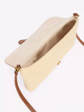 Boden raffia clutch bag brown multi, imported from the UK