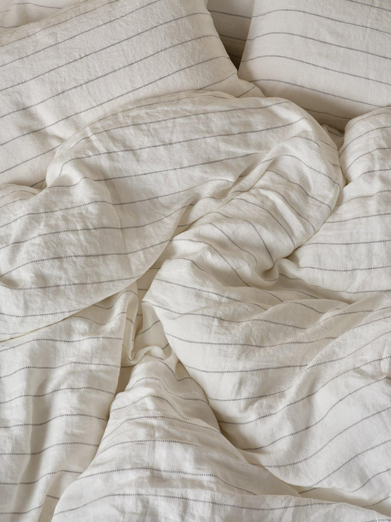Bedfolk linen stripe pillowcase king size pair, UK version
