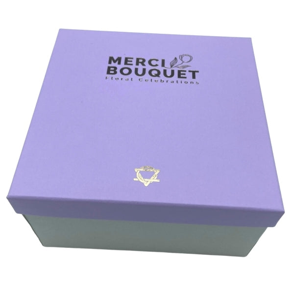 Merci Boutique Purple Passion soap bouquet in square box (British brand)