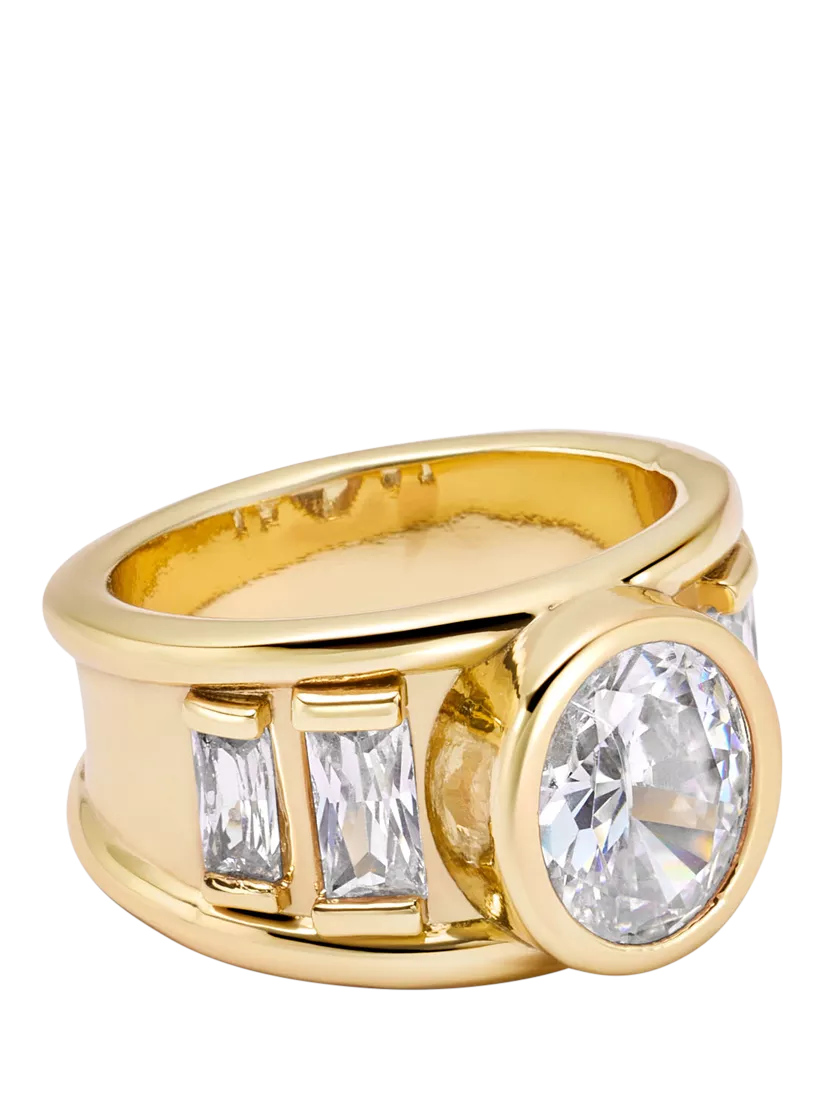 Daisy London chunky crystal band ring gold 12mm - British product