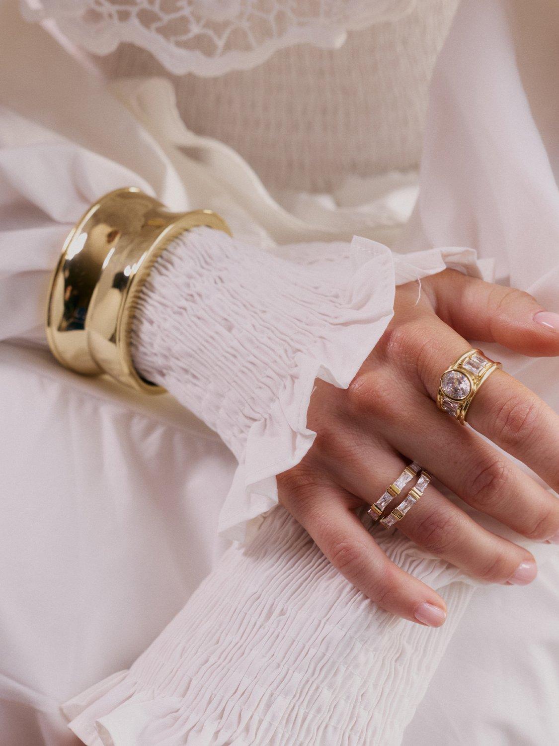 Daisy London chunky crystal band ring gold 12mm - British product
