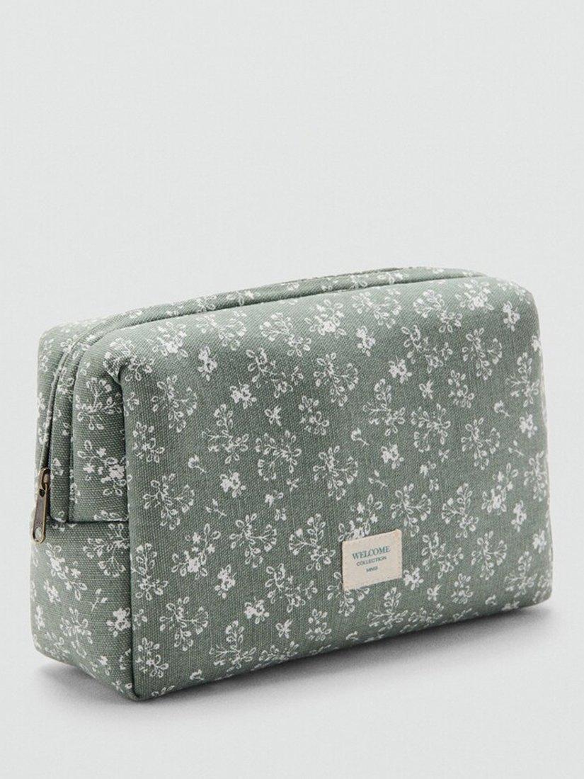 Mango kids floral green cosmetic bag, cotton - British product