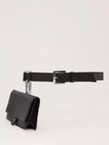 Mango Coin Purse Pure Leather Belt, Black