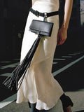 Mango leather belt black with coin purse - British product