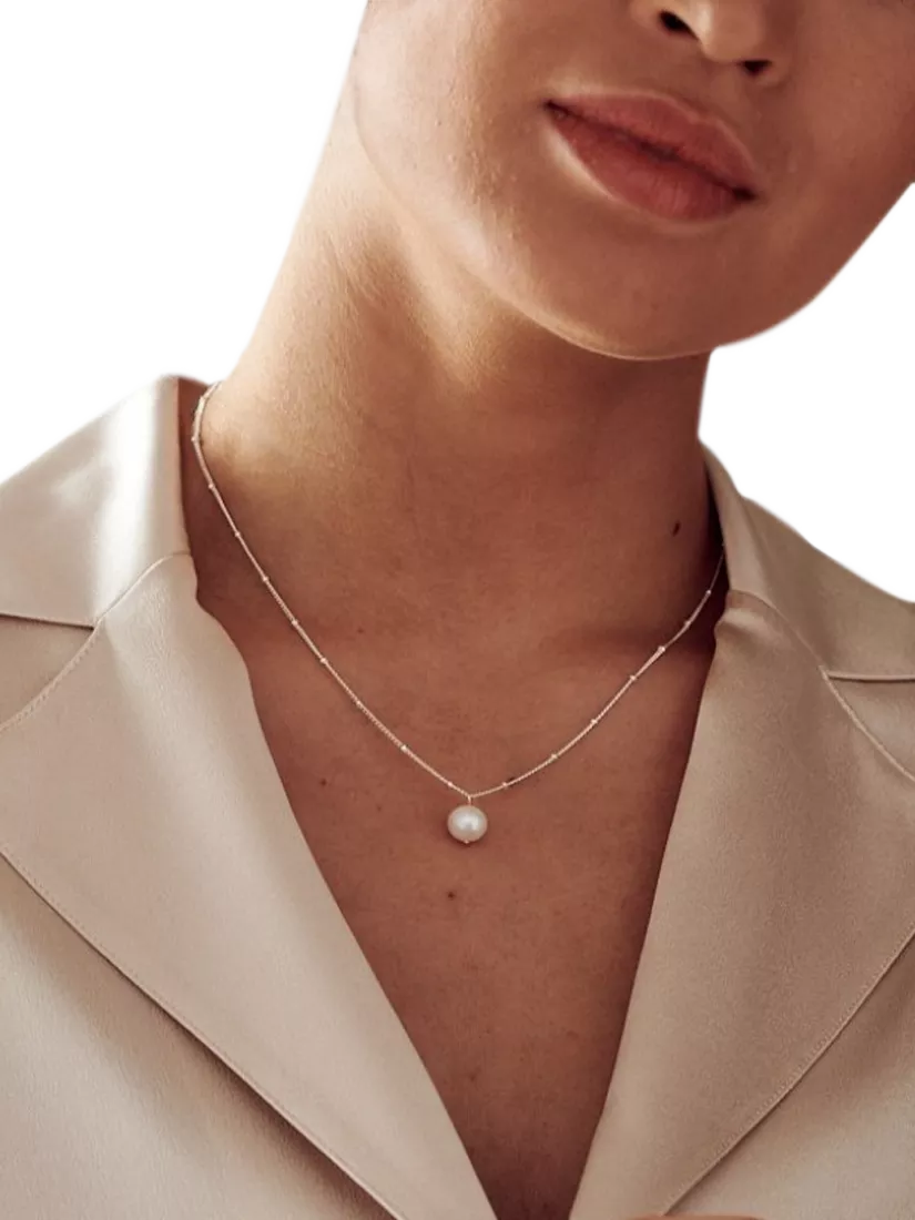 Orelia satellite chain necklace with freshwater pearl (British brand)