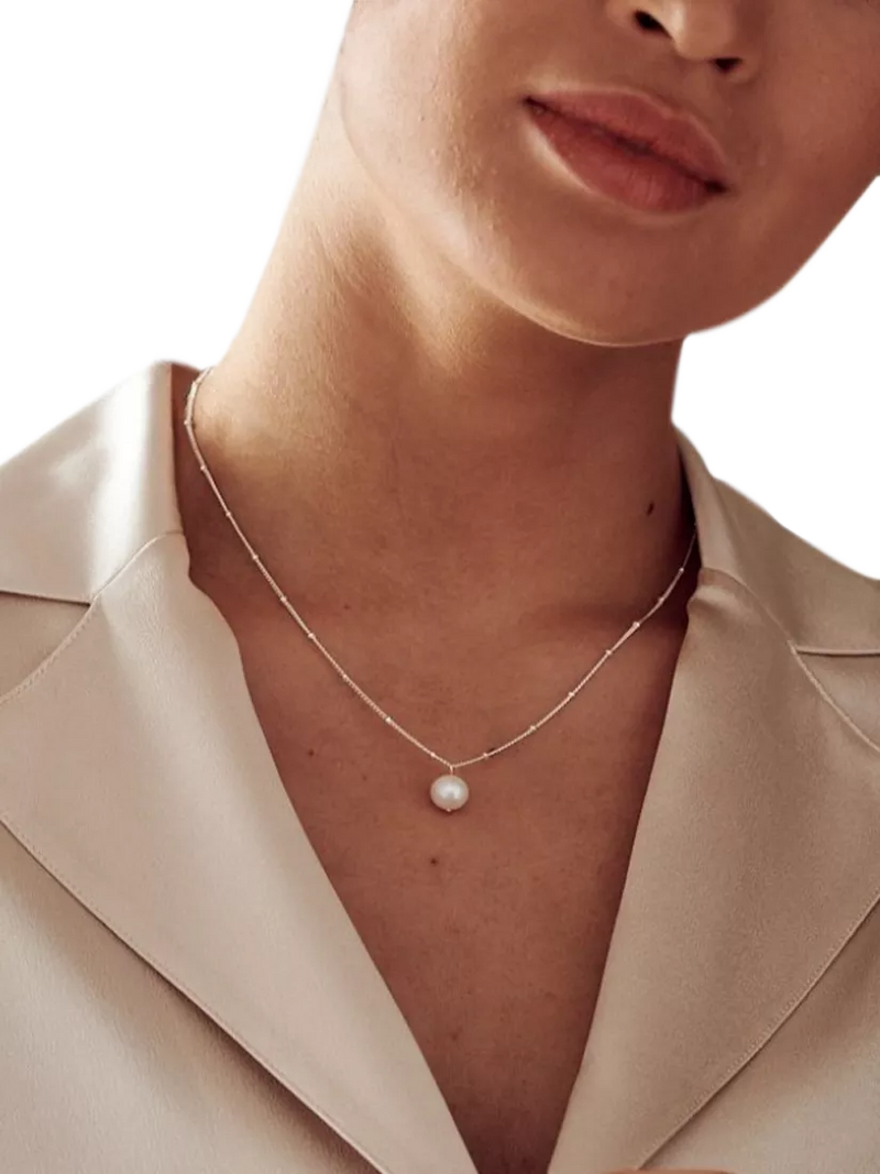 Orelia satellite chain necklace with freshwater pearl (British brand)