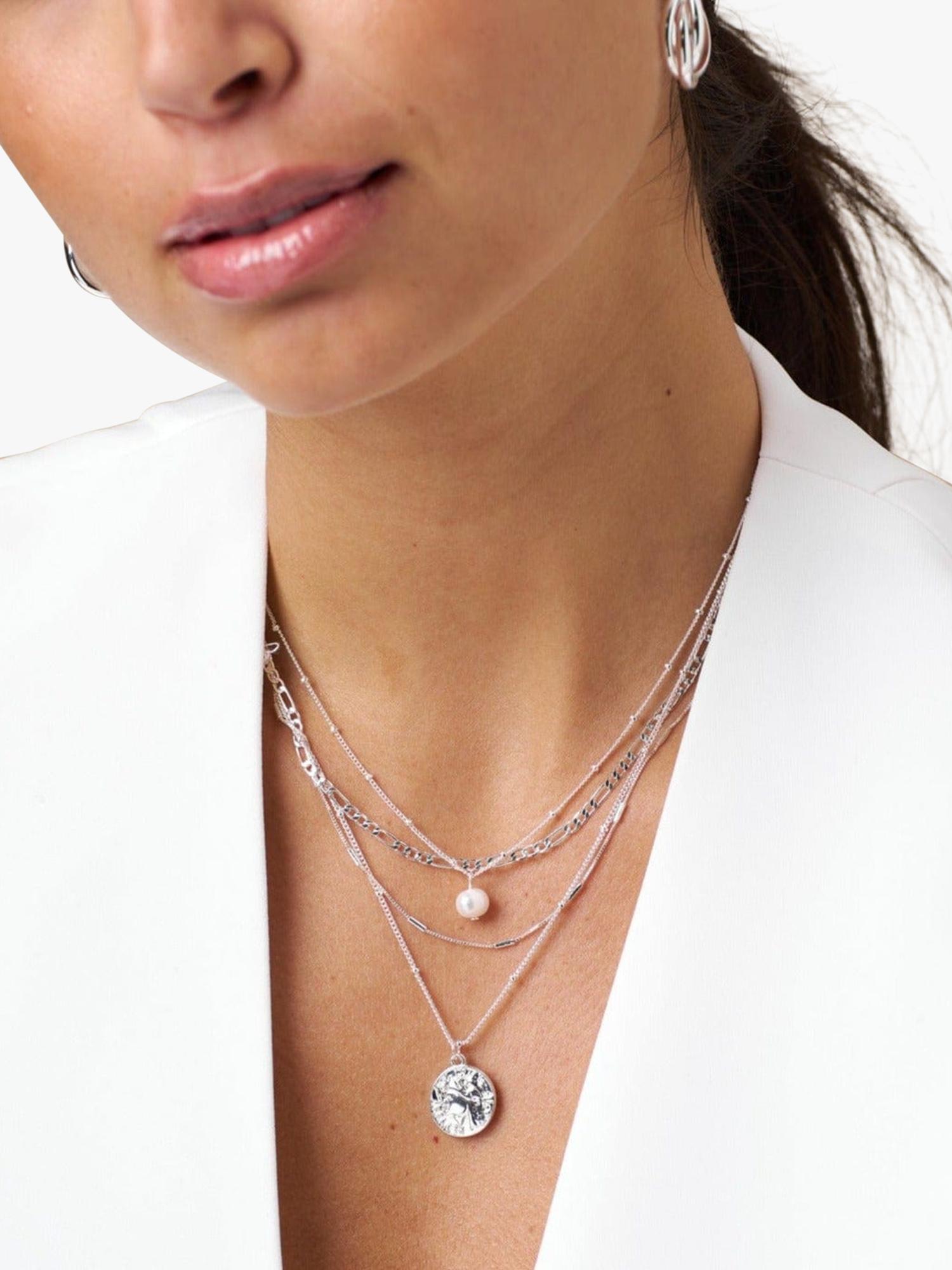 Orelia satellite chain necklace with freshwater pearl (British brand)