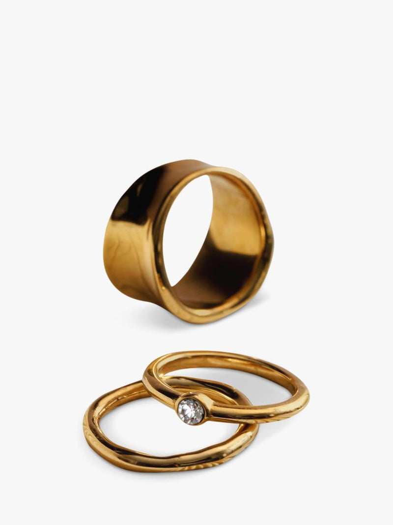 Orelia waterproof crystal ring 2-pack gold, imported from the UK