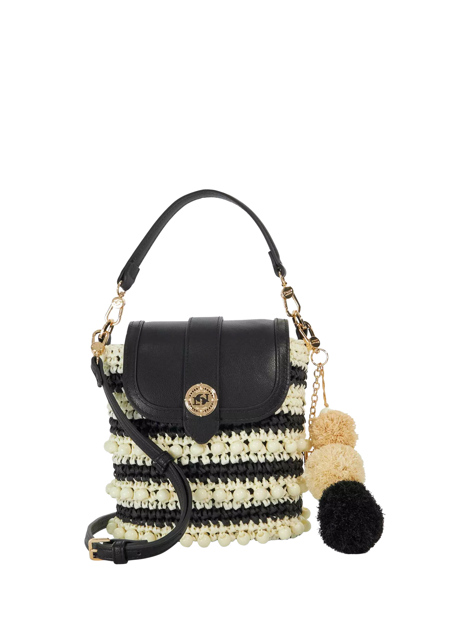 Dune London Dimple crossbody bag black white stripe, imported from the UK