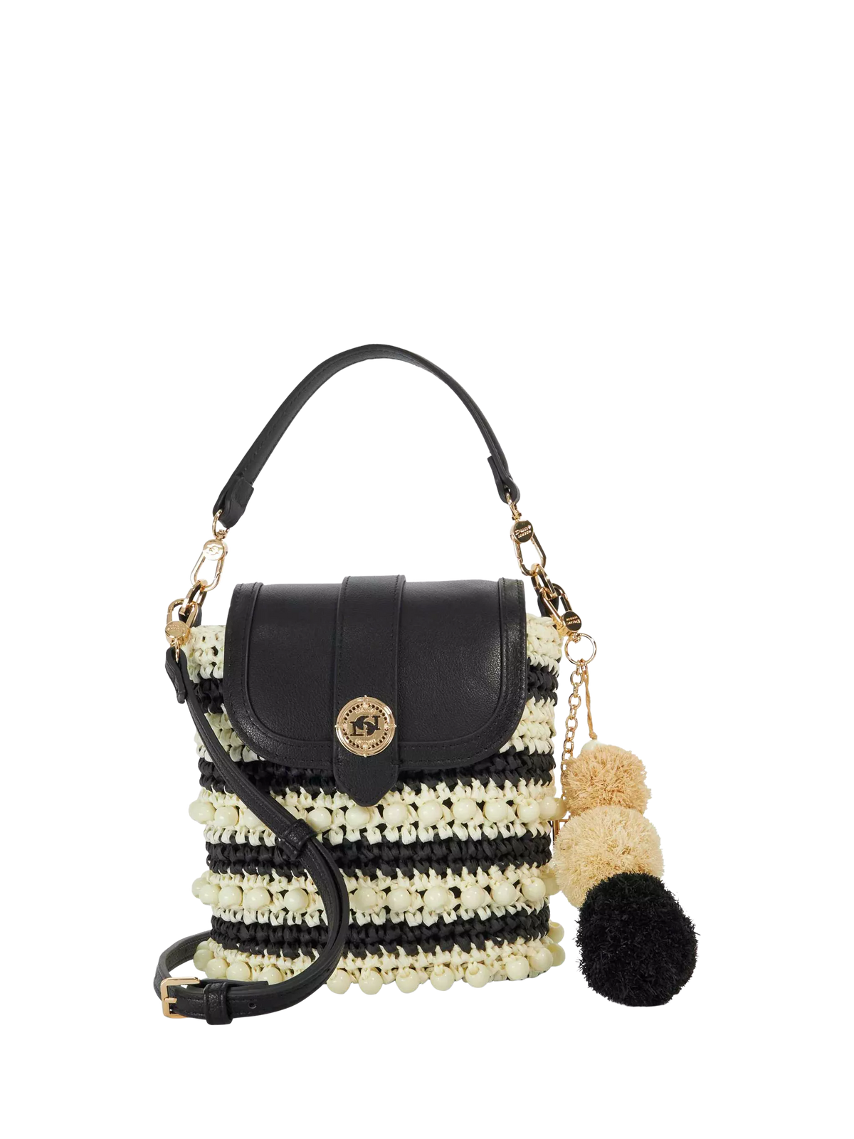Dune London Dimple crossbody bag black white stripe, imported from the UK