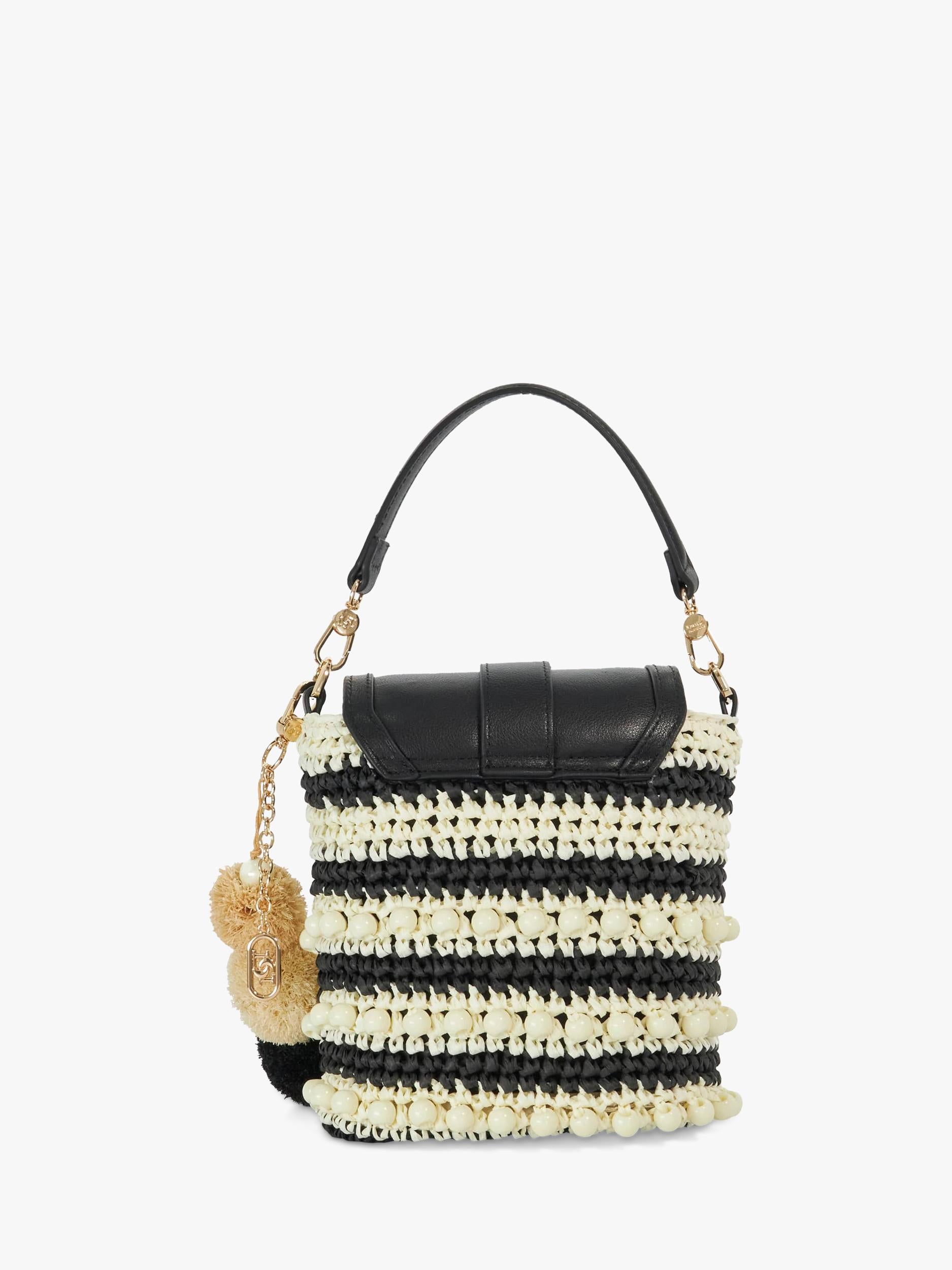 Dune London Dimple crossbody bag black white stripe, imported from the UK