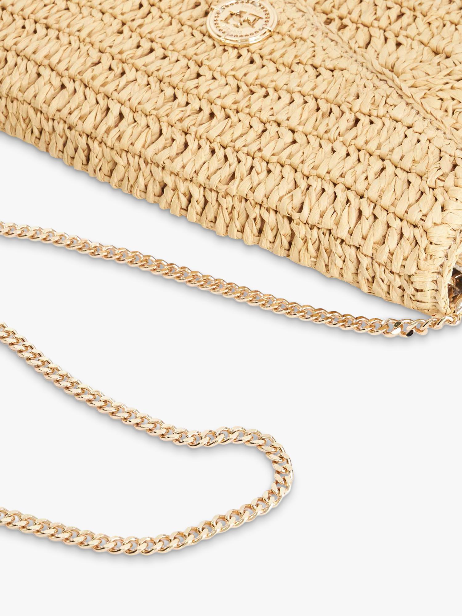 Dune London raffia clutch bag natural woven finish - British product
