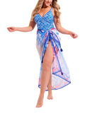 Seaspray Crete Pareo Blue Multi chiffon, imported from the UK