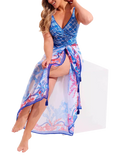 Seaspray Crete Pareo Blue Multi chiffon, imported from the UK