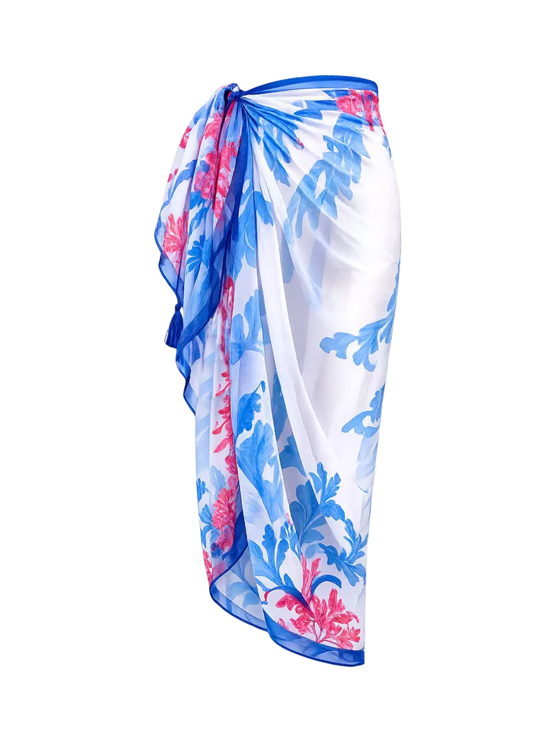 Seaspray Crete Pareo Blue Multi chiffon, imported from the UK