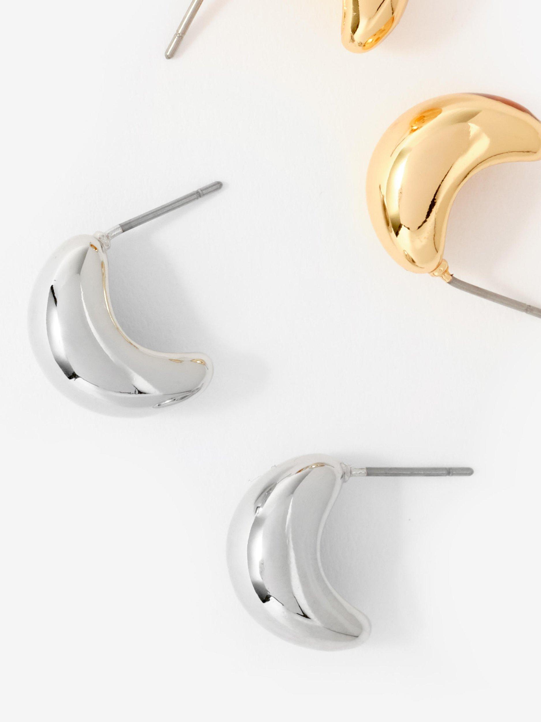 Mint Velvet mini curve earrings silver tone (British brand)