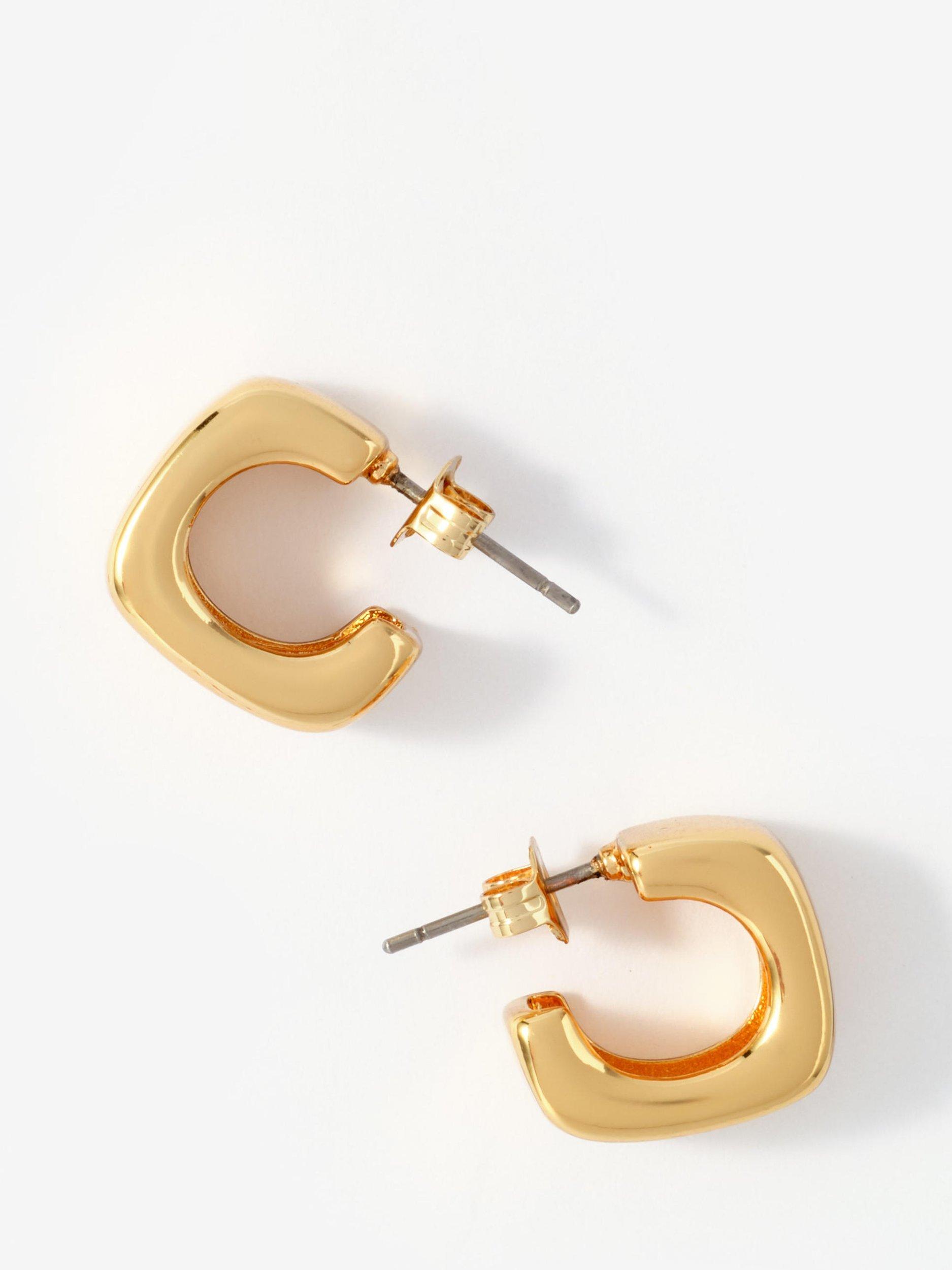 Mint Velvet gold square hoop earrings 1.5cm, UK version