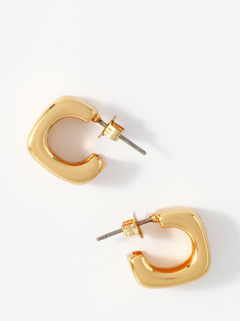 Mint Velvet gold square hoop earrings 1.5cm, UK version