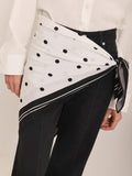 Mint Velvet polka dot contrast border scarf 90x90cm white black, UK version