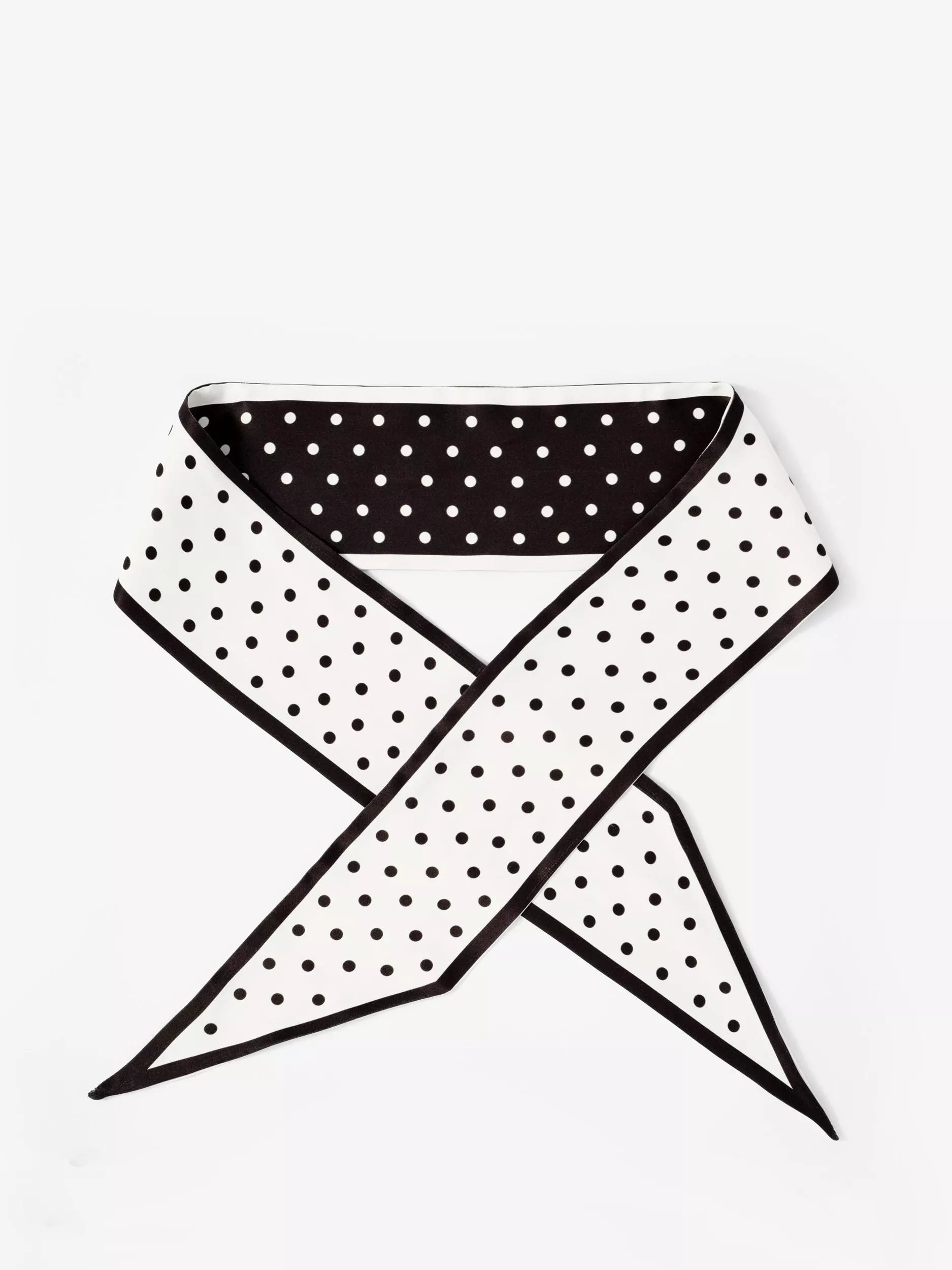 Mint Velvet Reversible Polka Dot Skinny Scarf, Black/White