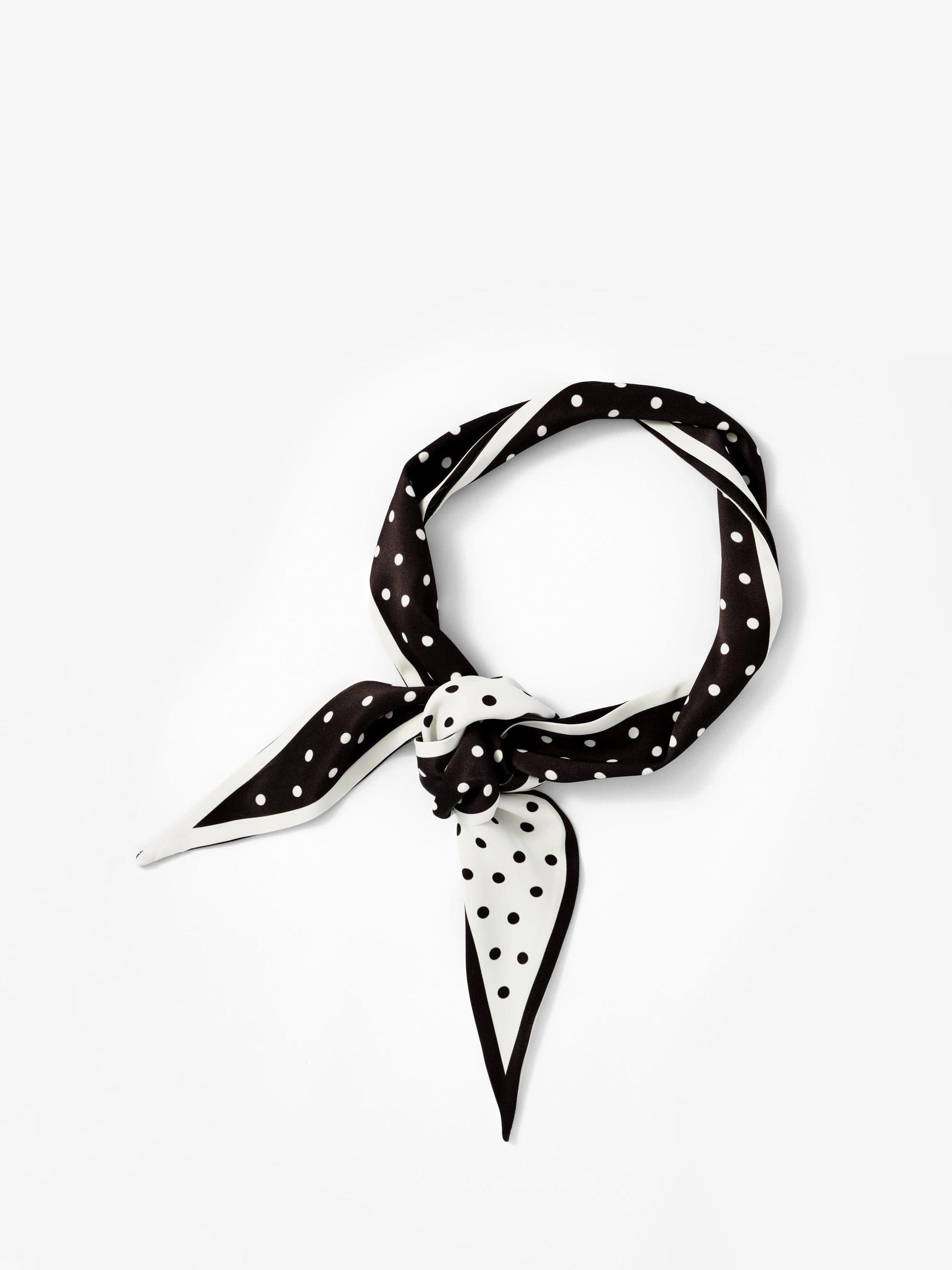 Mint Velvet reversible polka dot skinny scarf black white - British product