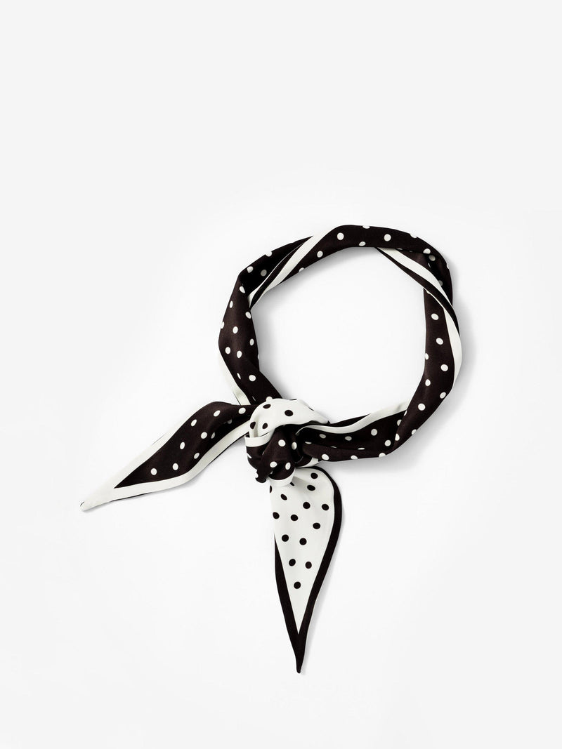 Mint Velvet reversible polka dot skinny scarf black white - British product