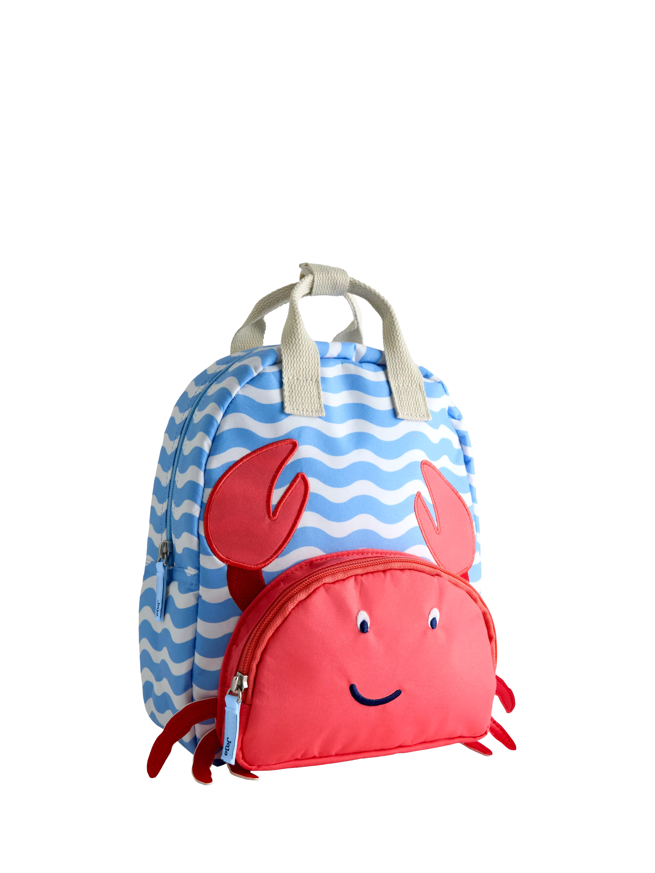 JoJo Maman Bébé kids' crab appliqué backpack mid blue, UK version