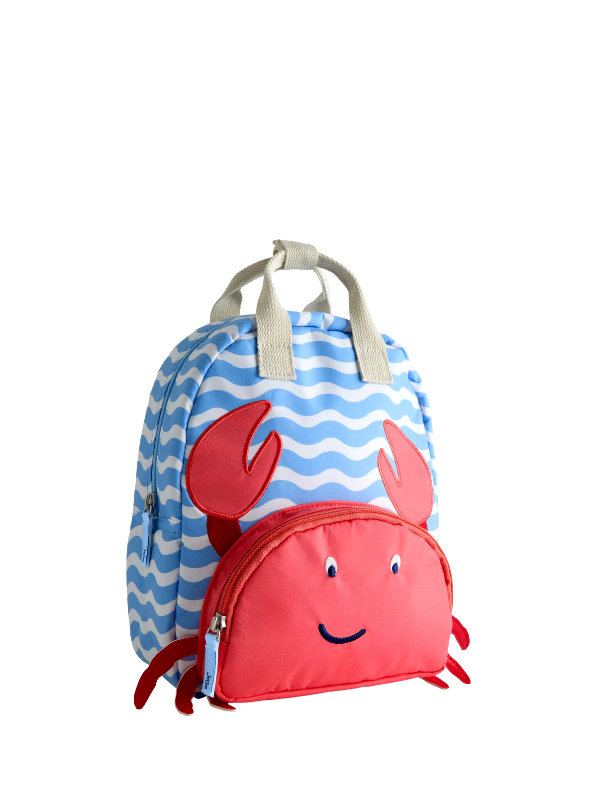 JoJo Maman Bébé kids' crab appliqué backpack mid blue, UK version