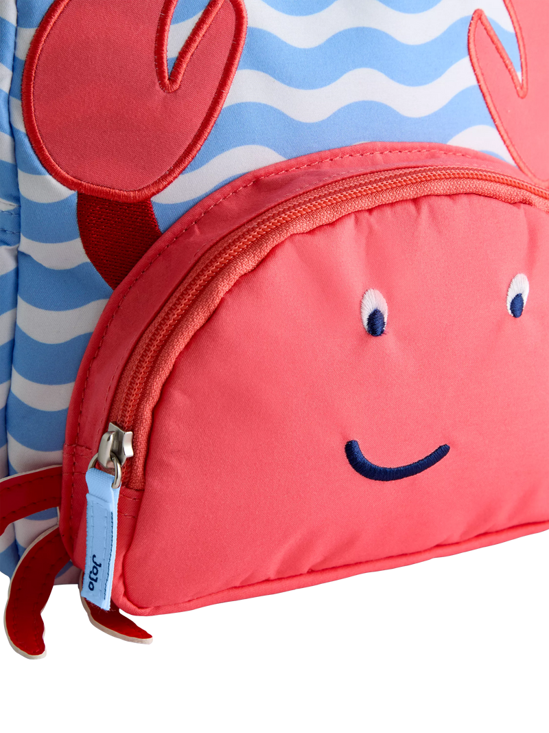 JoJo Maman Bébé kids' crab appliqué backpack mid blue, UK version