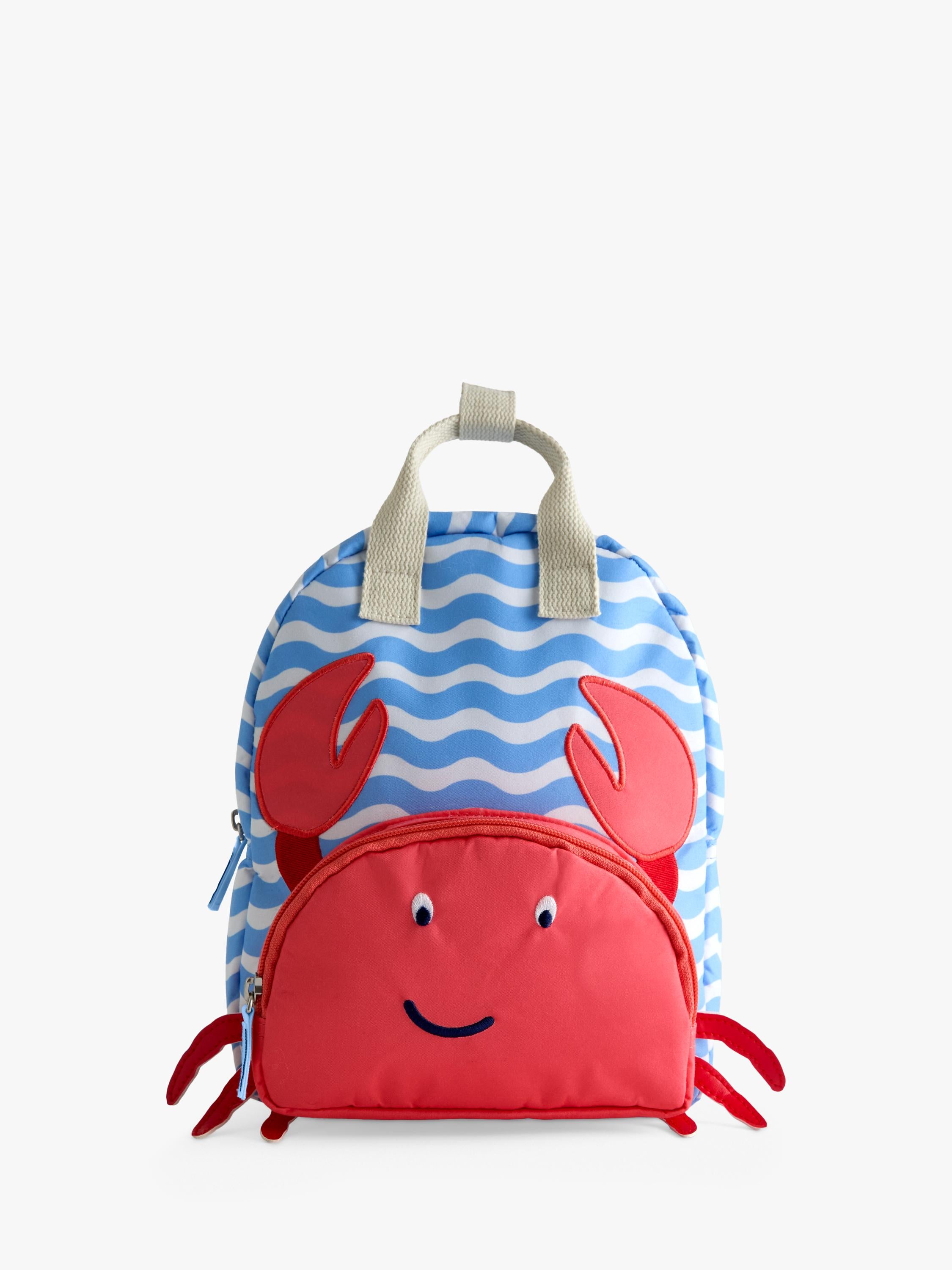 JoJo Maman Bébé kids' crab appliqué backpack mid blue, UK version