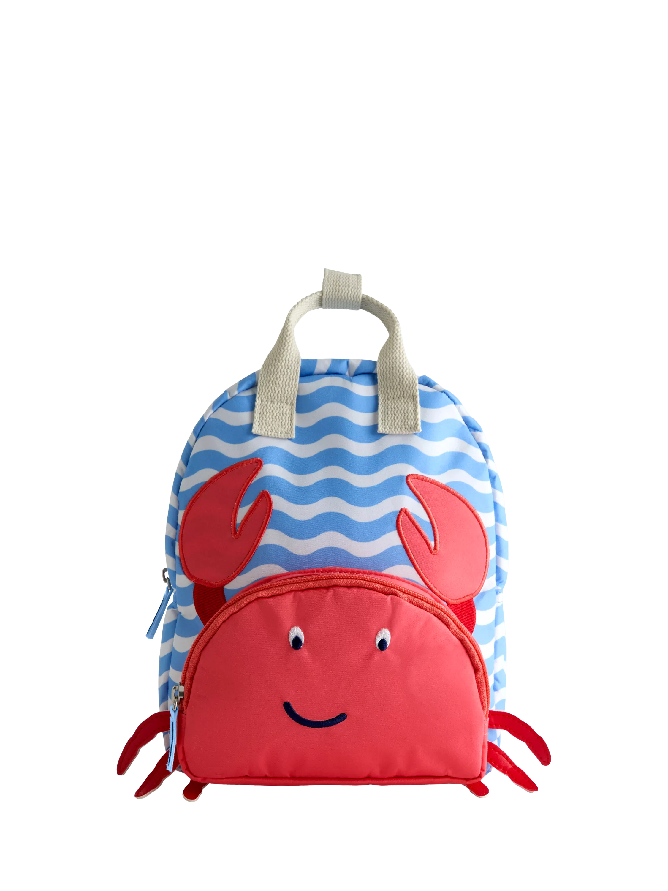 JoJo Maman Bébé kids' crab appliqué backpack mid blue, UK version